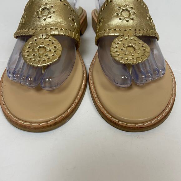 Jack Rogers Leather Thong Gold Metallic Sandals Shoes Size 8.5 - Picture 2 of 11